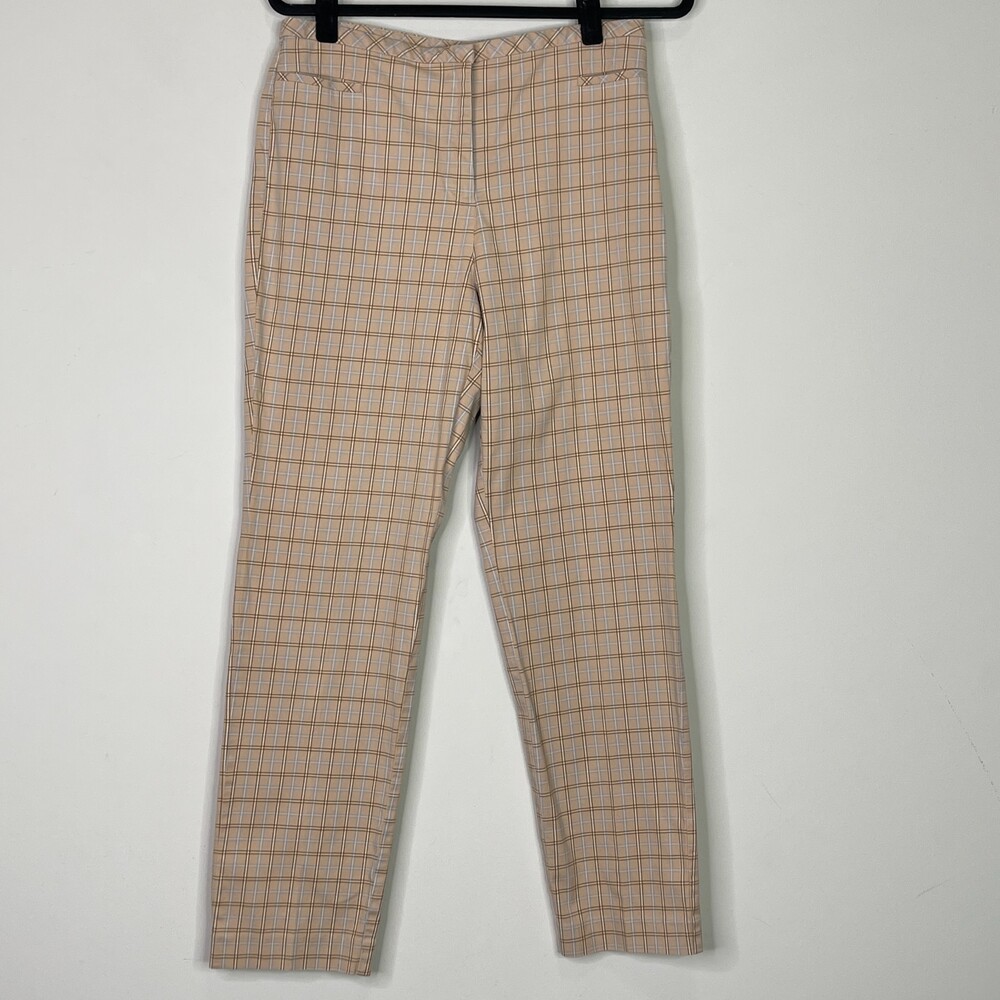 Ann Taylor Plaid Ankle Pants in Tan and White